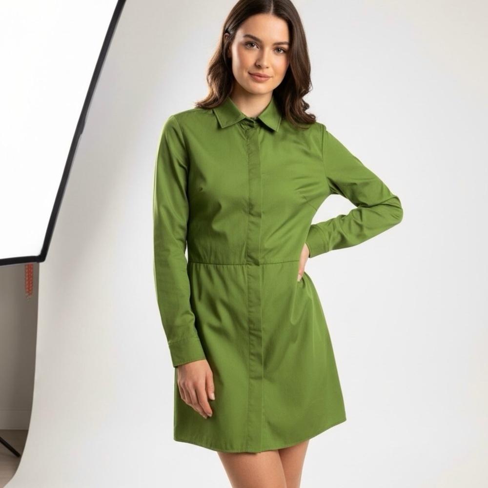 Max Mara Green Cotton Shirt Dress / Mini Dress – Size US 12 (Fits like M)